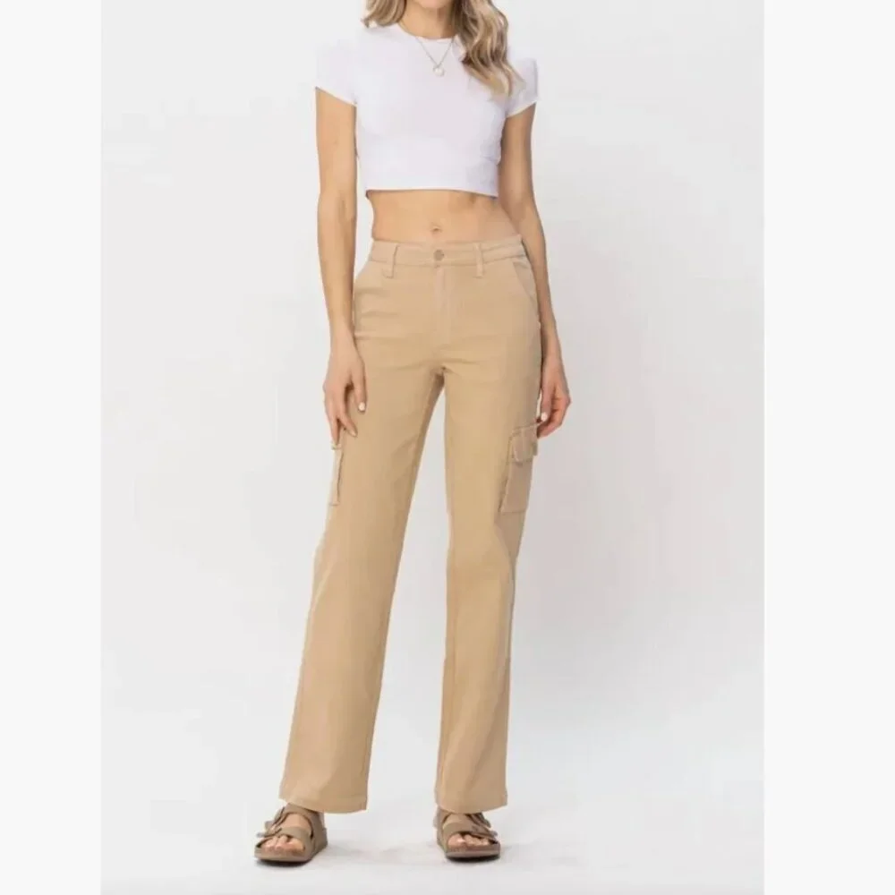 Judy Blue Cargo Khaki Straight Leg Pants Sz 31